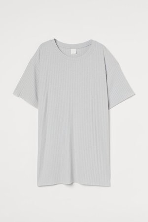 Ribbed Jersey T-shirt - Light gray - Ladies | H&M CA