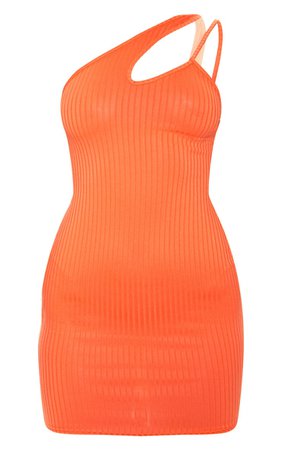 Bright Orange Asymmetric Strap Detail Dress | PrettyLittleThing USA