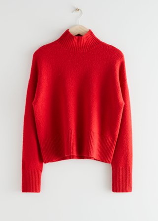 Cropped Mock Neck Sweater - Red - Turtlenecks - & Other Stories