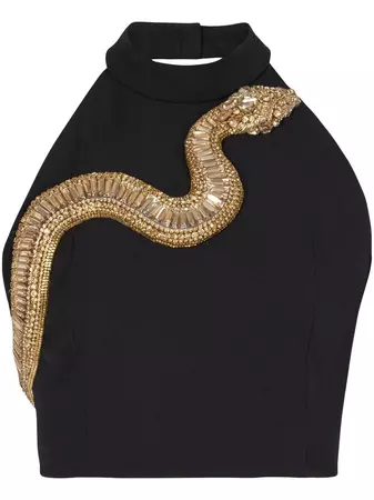 Balmain snake-embellished halterneck top