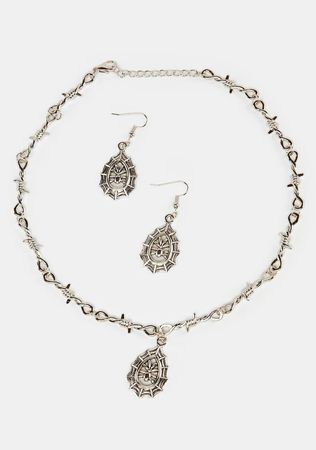 Spindled Up Necklace & Earring Set – Dolls Kill