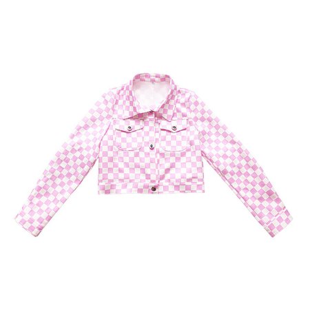 New harajuku kawaii cute streetwear top pink lattice checkerboard jacket women short jackets +shorts set-in Basic Jackets from Women's Clothing on Aliexpress.com | Alibaba Group