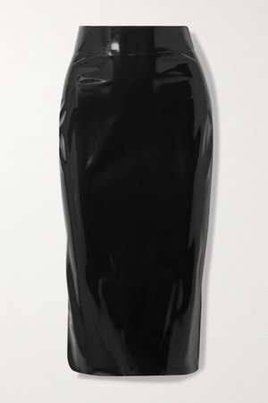 Black Latex midi skirt + Latex Care cleaning kit 3 x 30ml bottles (Vividress, Vivishine, Viviclean) | SAINT LAURENT | NET-A-PORTER