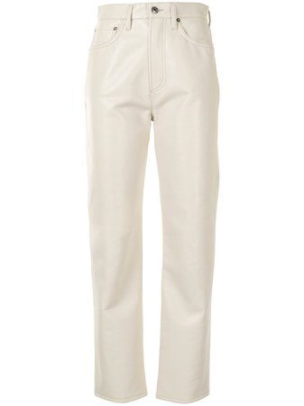 White AGOLDE high-waisted faux-leather trousers A1641285 - Farfetch