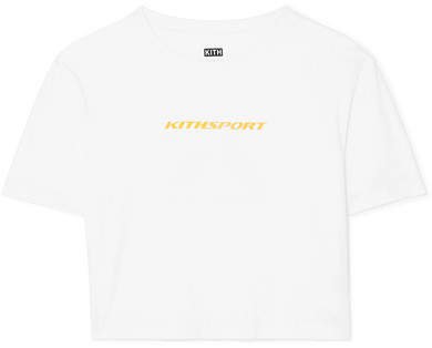 Kith Cropped Printed Cotton-jersey T-shirt - White