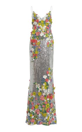 Appliquéd Sequinned Tulle Maxi Dress By Elie Saab | Moda Operandi