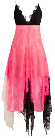 Colour Block Lace Cami Dress - Womens - Pink