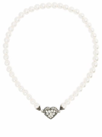 Alessandra Rich Faux Pearl Crystal Necklace