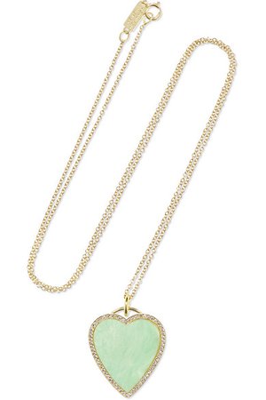 Jennifer Meyer | Heart 18-karat gold, turquoise and diamond necklace | NET-A-PORTER.COM