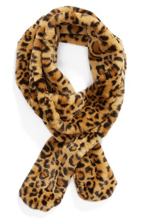 BP. Leopard Print Faux Fur Skinny Scarf | Nordstrom