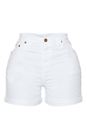 Shape White High Waist Fitted Denim Shorts | PrettyLittleThing
