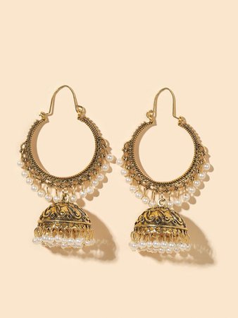 Faux Pearl Tassel Drop Jhumka Earrings | SHEIN USA