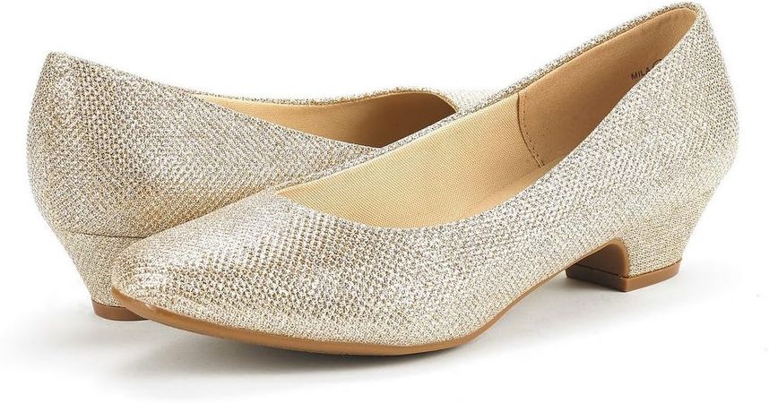 Amazon.com | DREAM PAIRS Women's Mila White Pu Low Chunky Heel Pump Shoes Size 9 M US | Pumps
