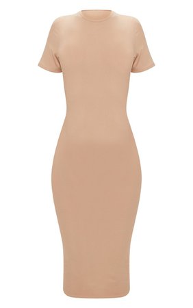 Taupe Cap Sleeve Midi Dress | Dresses | PrettyLittleThing USA
