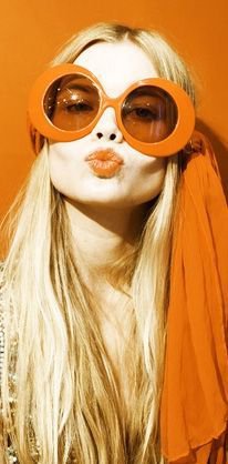 orange glasses model girl