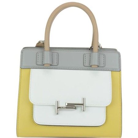 grey yellow handbag