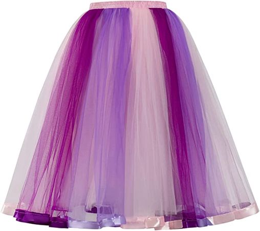 Amazon.com: MisShow Adult Rainbow 5 Layered Tulle Tutu Skirt Ballet Bridal Petticoat Princess Skirt for Women Rainbow-Pink : Clothing, Shoes & Jewelry