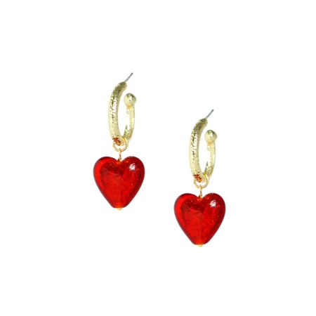 My Precious Lampwork Glass Heart Earrings With Textured Golden Hoops | I'MMANY LONDON | Wolf & Badger