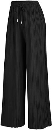 LL WB1485 Womens Pleated Wide Leg Palazzo Pants with Drawstring Plus Khaki at Amazon Women’s Clothing store