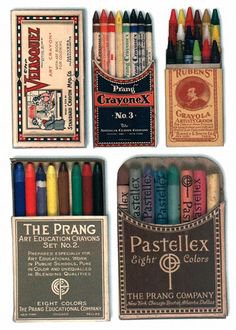 Vintage Art Supplies Crayons Pastels Oils