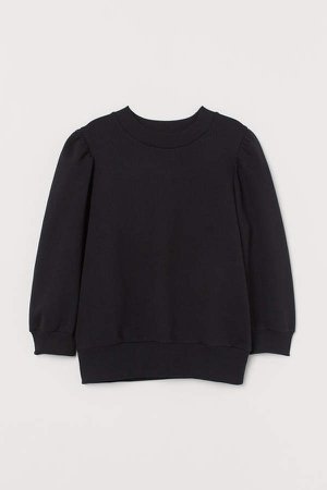 Puff-sleeved Sweatshirt - Black