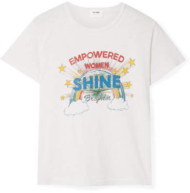 Shine Printed Cotton-jersey T-shirt - White