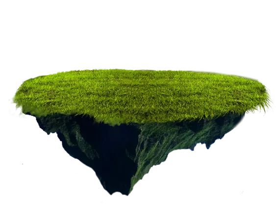 green grass floating island Sticker by David Belmonte