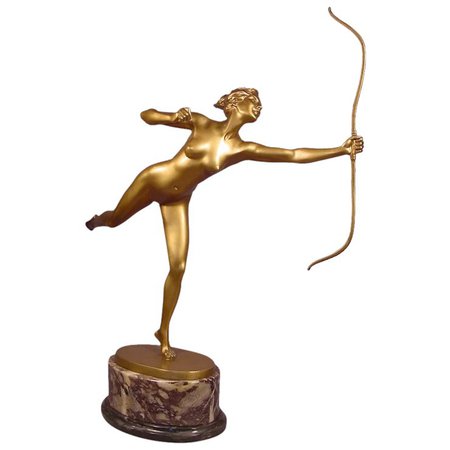 Superb Antique Gilt Bronze Running Diana G. Fager : Beverly Hills Antiques | Ruby Lane