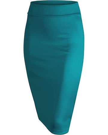 Women's Elastic Waist Stretch Bodycon Midi Knee Length Pencil Skirt for Office at Amazon Women’s Clothing store