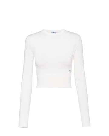 White Slim-fit superfine wool sweater | Prada