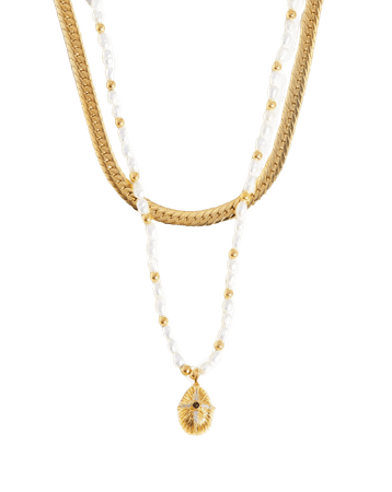 Missoma x Harris Reed - Pearl & Snake Chain Necklace Set
