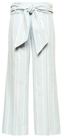 Logan Trouser-Fit Cropped Stretch Linen-Cotton Pant with Tie Waist