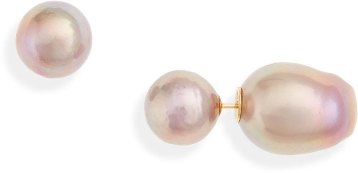 Mika Jewelry Aurora Front/Back Pearl Stud Earrings