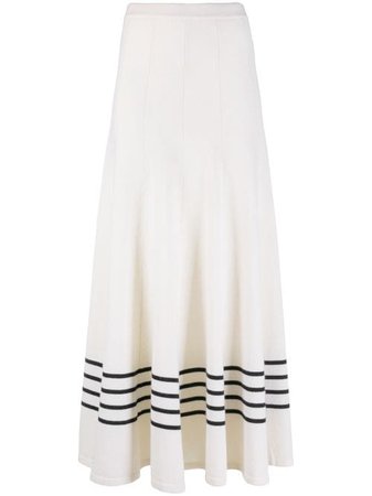 Shop Chanel Pre-Owned 2010s knitted striped-detailing long skirt with Express Delivery - Farfetch