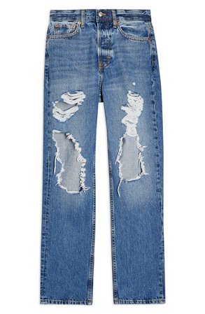 Topshop Ripped High Waist Ankle Dad Jeans | Nordstrom