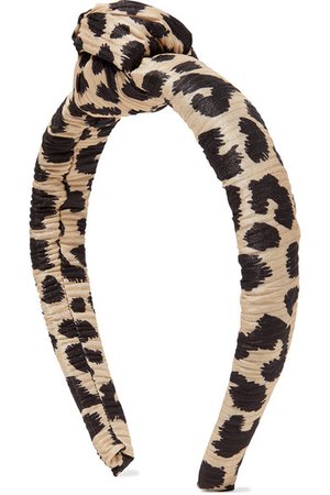 Loeffler Randall | Teddie knotted leopard-print plissé-lamé headband | NET-A-PORTER.COM