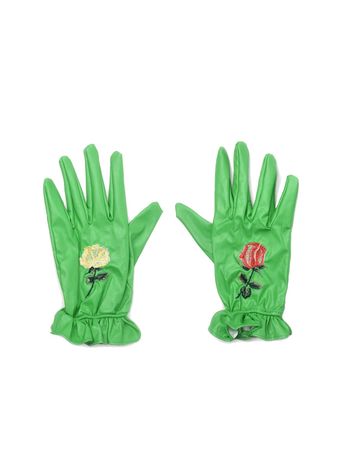 Yuhan Wang Rose Embroidered Green Gloves – Shyness Space