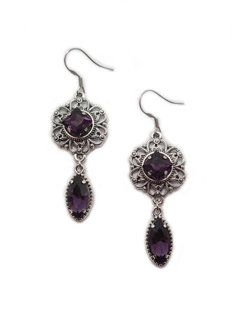 Dark Amethyst Purple Gothic Victorian Filigree Earrings | Etsy