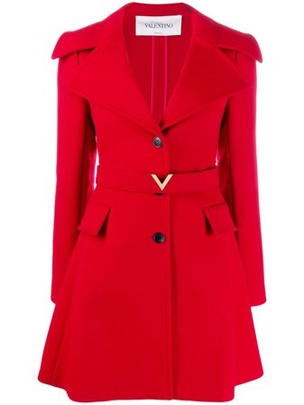 Valentino V logo belt coat