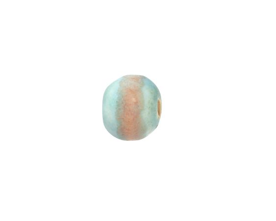 Gaea Ceramic Aqua & Peach Stripe Organic Round 10mm - Lima Beads