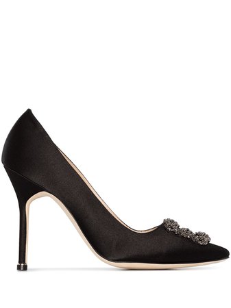 Shop Manolo Blahnik Hangisi 105mm satin pumps with Express Delivery - FARFETCH