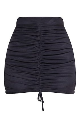 Black Mesh Ruched Front Mini Skirt | Skirts | PrettyLittleThing
