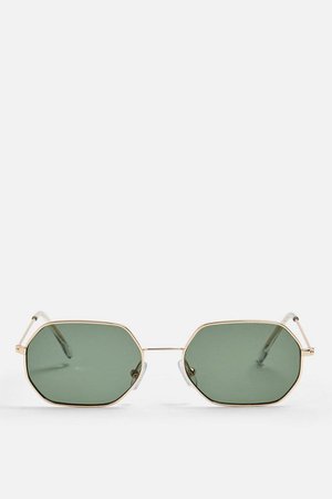 KATY Gold and Brown Heptagon Sunglasses | Topshop