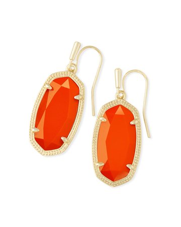 Dani Gold Drop Earrings in Orange Opaque Glass | Kendra Scott