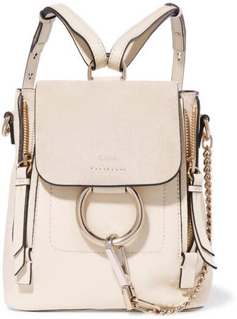 Faye Mini Textured-leather And Suede Backpack - Off-white