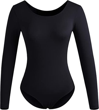 Amazon.com: DANSHOW Women Long Sleeve Dance leotards for Ballet Adult lady Train top(x-large,black): Clothing