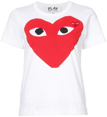 heart print and application T-shirt