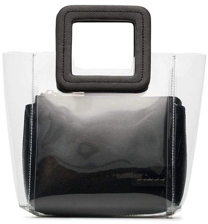 clear and black shirley mini PVC and leather tote