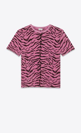 Saint Laurent T Shirt With Allover Zebra Motif | YSL.com