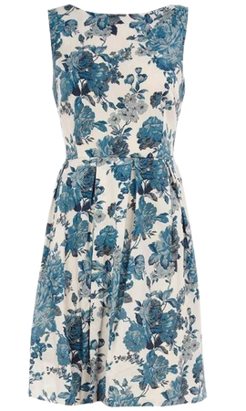 Blue Delft Flowers Cocktail Dress
